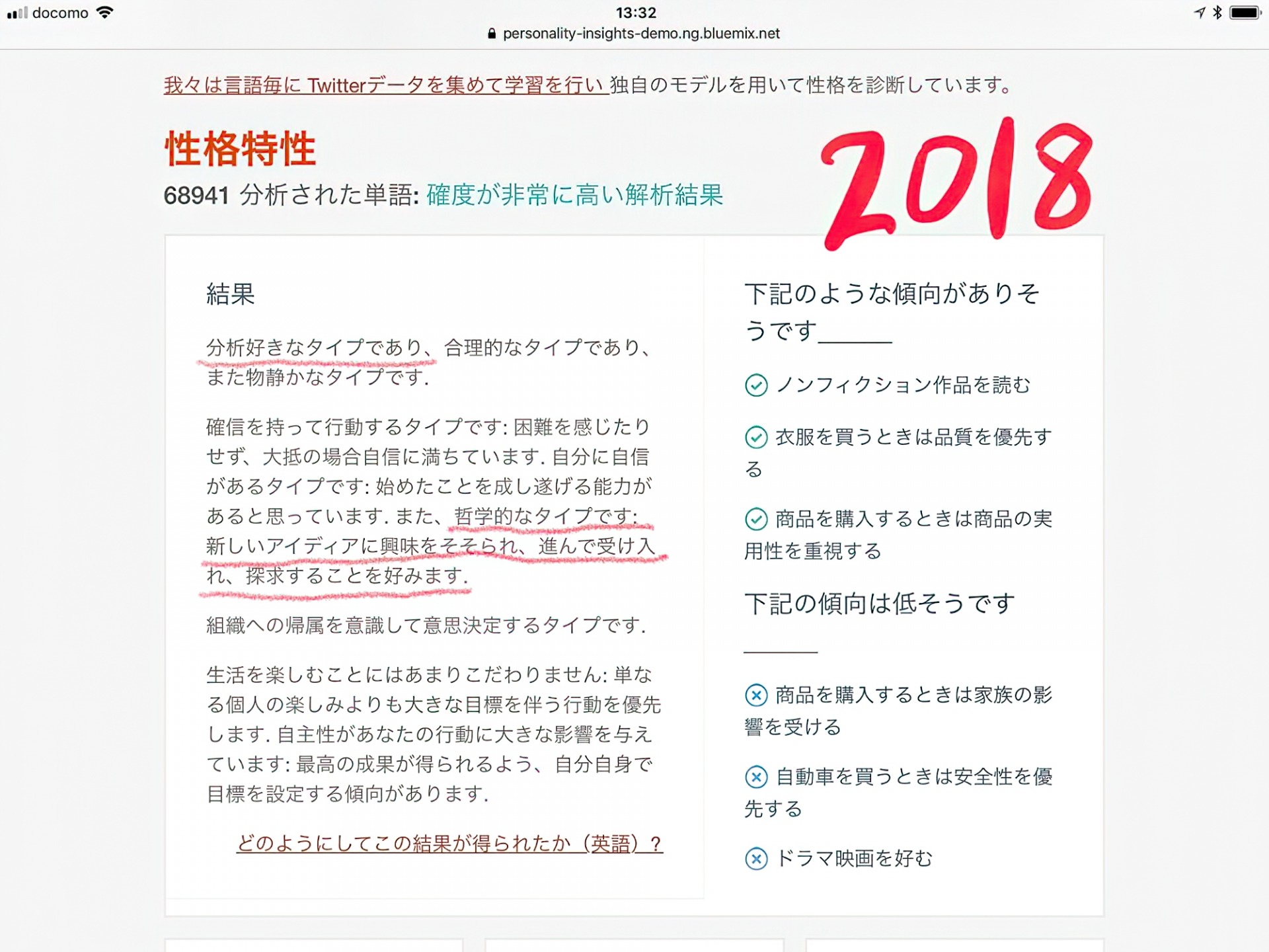 ワトソンによる診断 2018