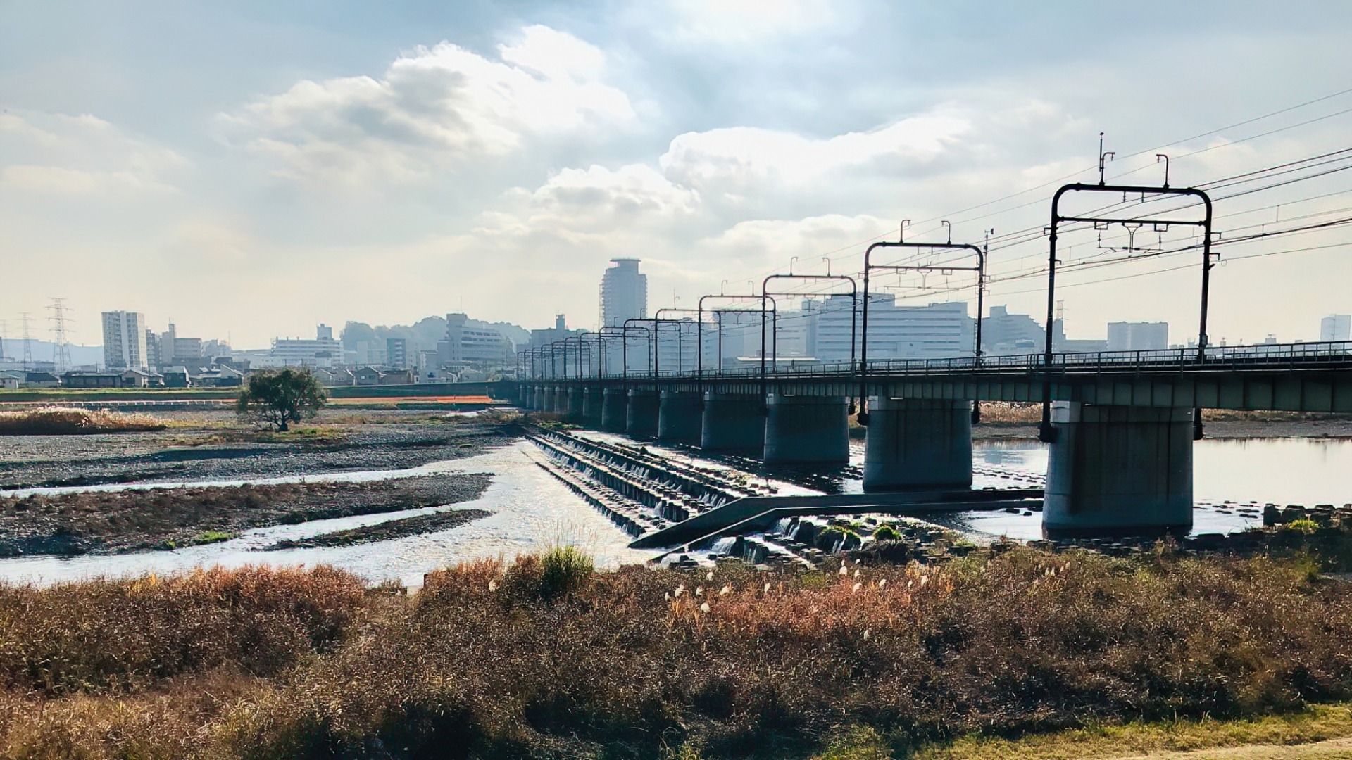 多摩川の関と鉄橋